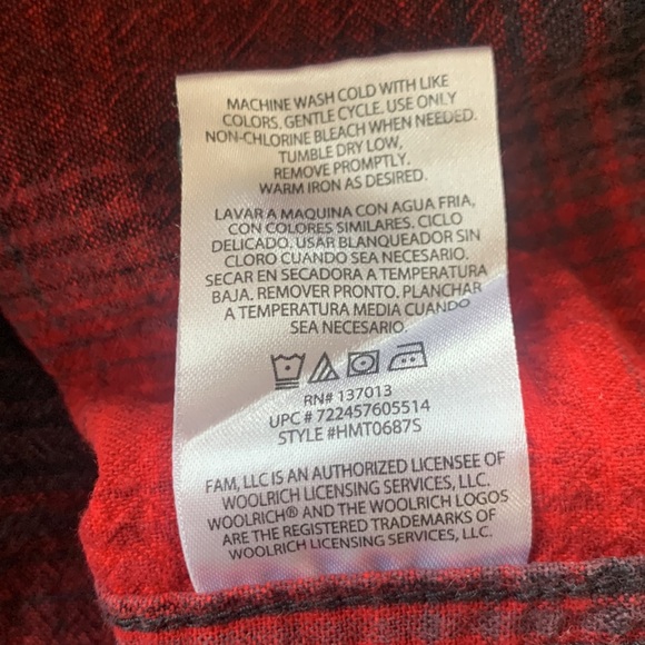 Woolrich Women's Shirt Red & Black Buffalo Plaid Long Sleeve Button Size Large - Picture 8 of 9